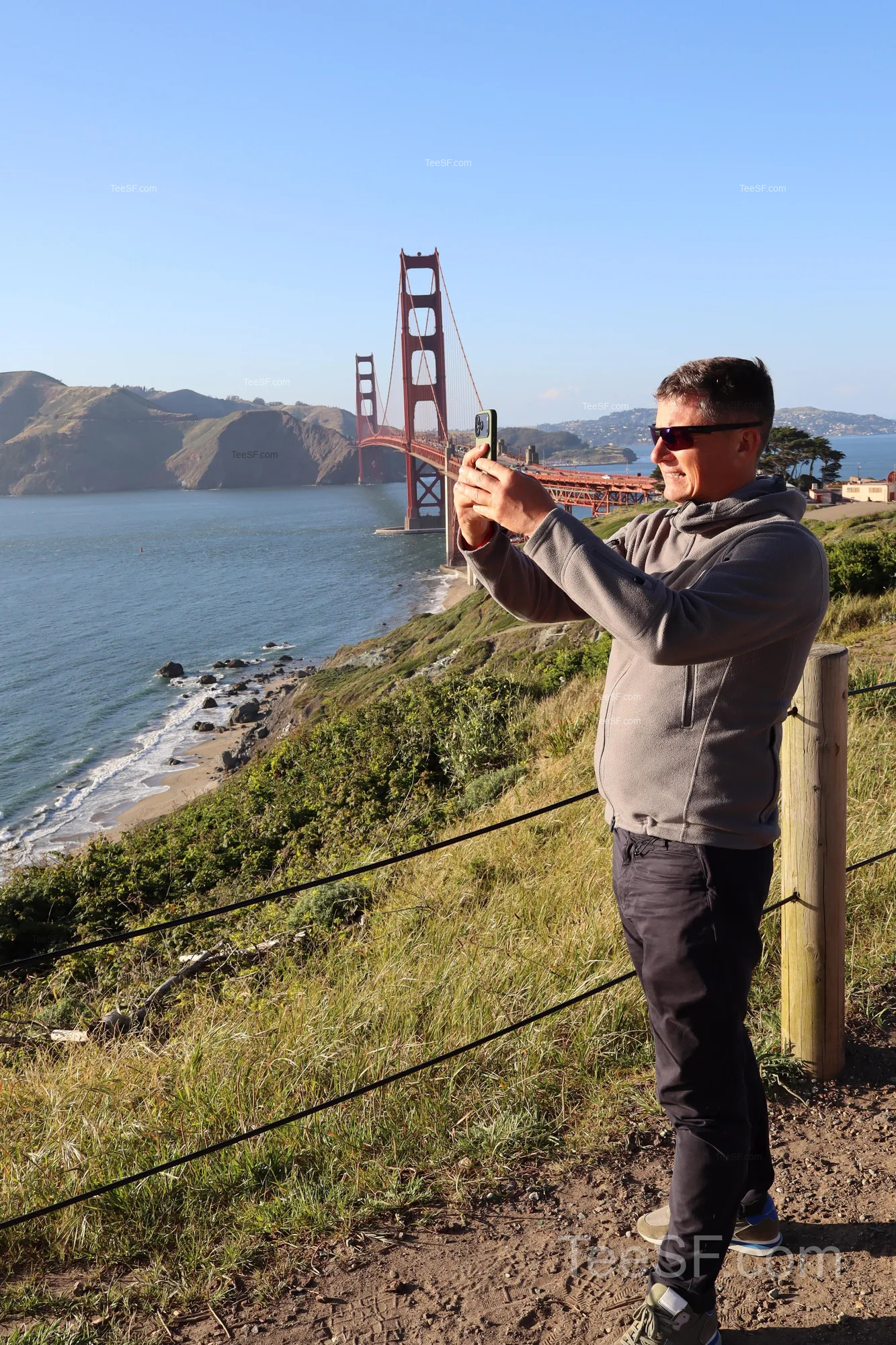 golden Gate Bridge Overlook Selfie during a Stripe Sessions 2026 visit in San Francisco.